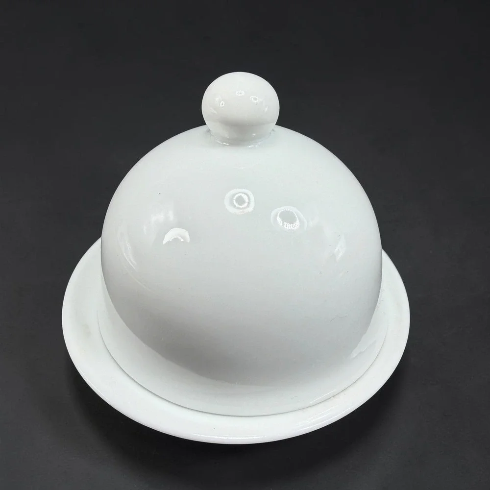 BIA Cordon Bleu White Porcelain Individual Covered Butter Dish Caviar Server 3in